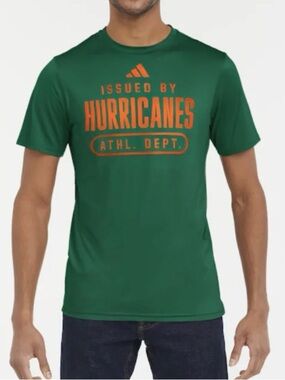 Miami Hurricanes adidas Aeroready Pregame Athletic T-Shirt Men’s Size 3XL Green